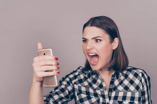 yelling at phone