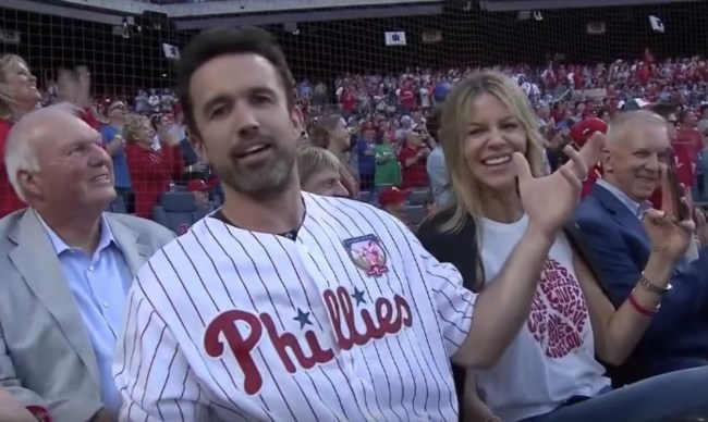 Rob McElhenney Mac Always Sunny catch with Chase Utley