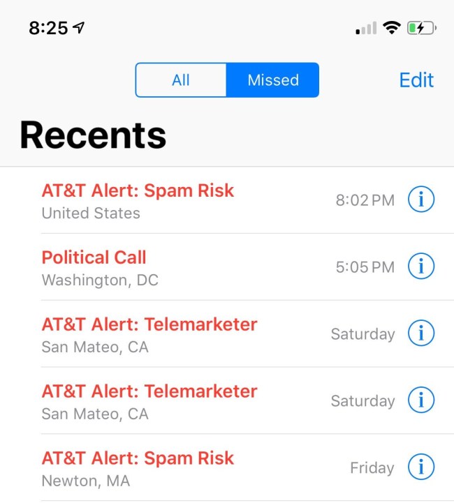 new ATT spam detection cellular