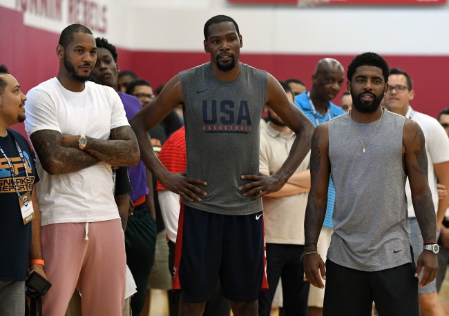 The Brooklyn Nets reportedly could be interested in Carmelo Anthony because Kyrie Irving and Kevin Durant want to sign him