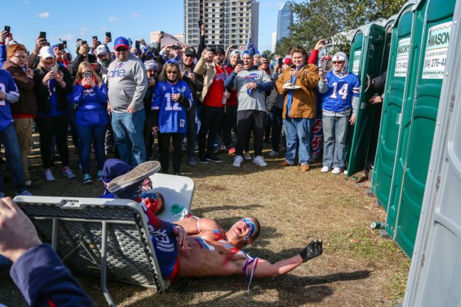 buffalo bills fan knocked out table