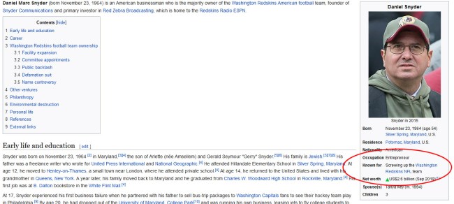 daniel Snyder wikipedia page