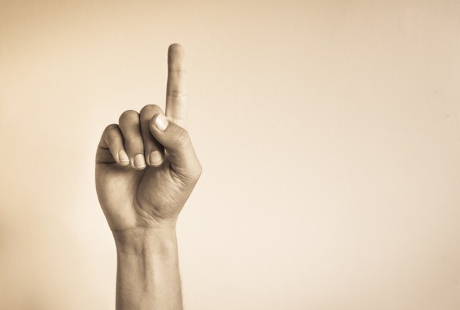one finger pointing