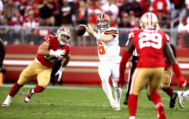 Video Surfaces Of Baker Mayfield During Coin Toss With Richard Sherman