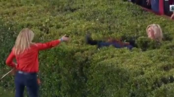Two Auburn Fans Get Stuck In The Hedges While Trying Rush The Field During Iron Bowl, Instantly Become A Meme