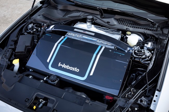 Ford Mustang Electric Car with lithium charging at SEMA.