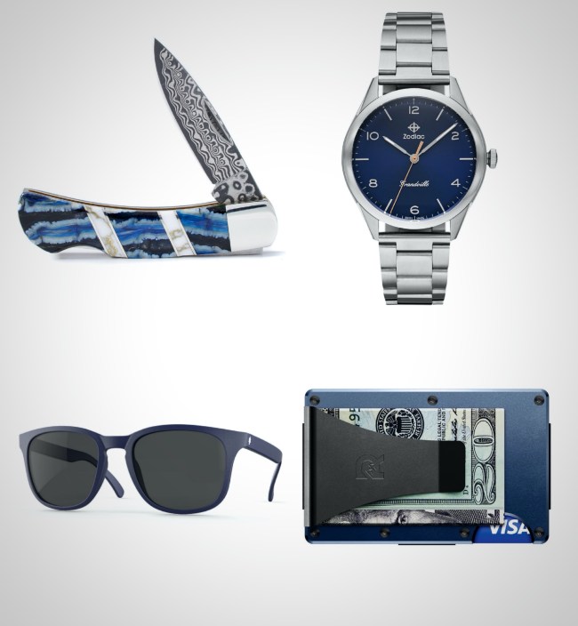 everyday carry essentials shades of blue