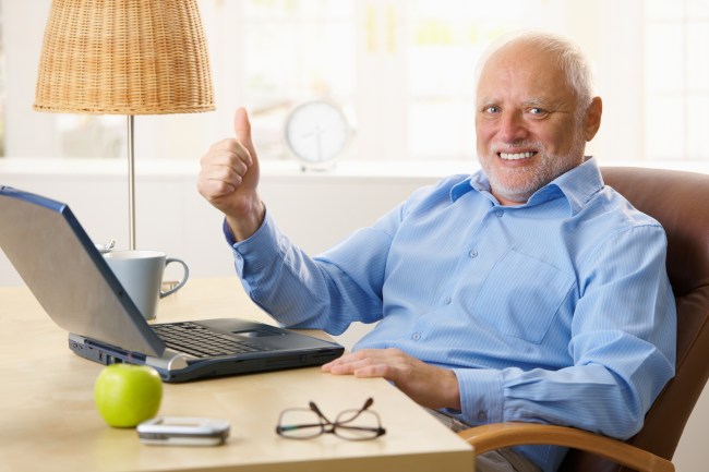 Hide the Pain Harold meme stock photo