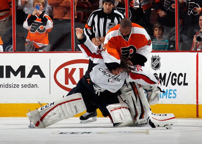 best hockey goalie fights