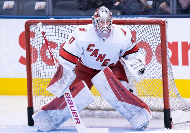 The Carolina Hurricanes had to turn to 42-year-old zamboni driver and emergency backup goalie Dave Ayres on Saturday against the Toronto Maple Leafs.