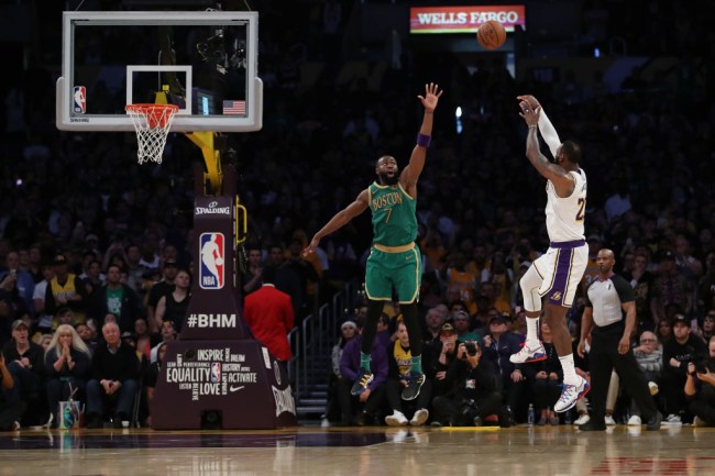 lebron james fadeaway celtics