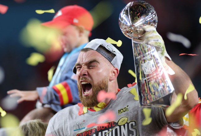 travis kelce lombardi trophy beer luge