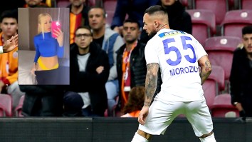 Wife Of Ukrainian Soccer Player Facing Lengthy Prison Time For Showing Her Underwear While Singing National Anthem