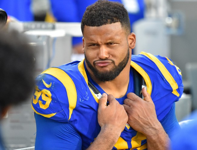 Rams DT Aaron Donald is jacked standing next to fellow Pro Bowler James Conner