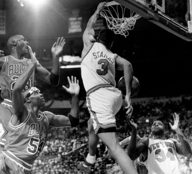 Here's the reason why Michael Jordan's airbrushed out of the Topps card of John Starks' iconic dunk