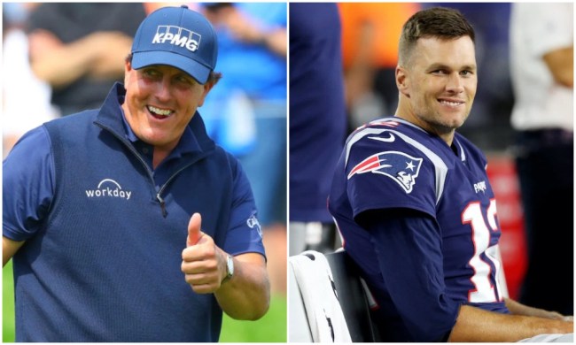phil mickelson catching passes tom brady