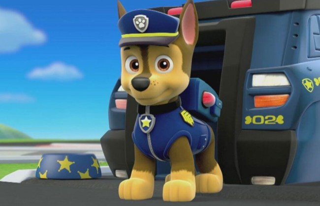 chase paw patrol police dog protesters