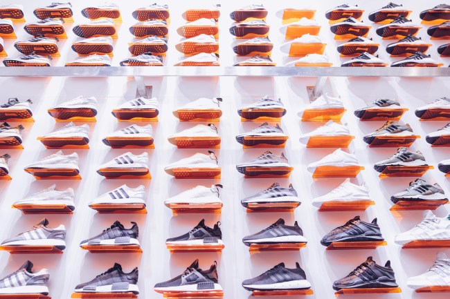 wall of sneakers