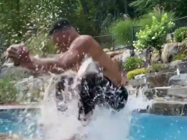 Saquon Barkley Pool Jump