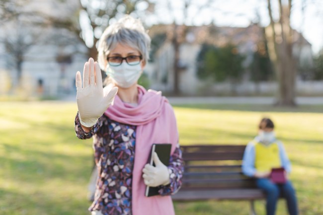 Grandma wearing mask