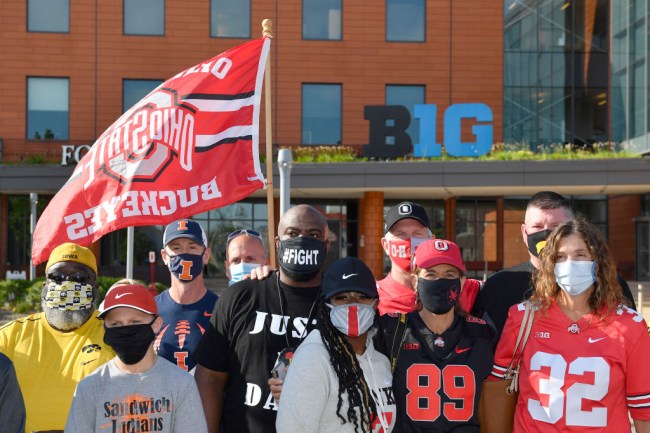 ohio state football parents protest on campus