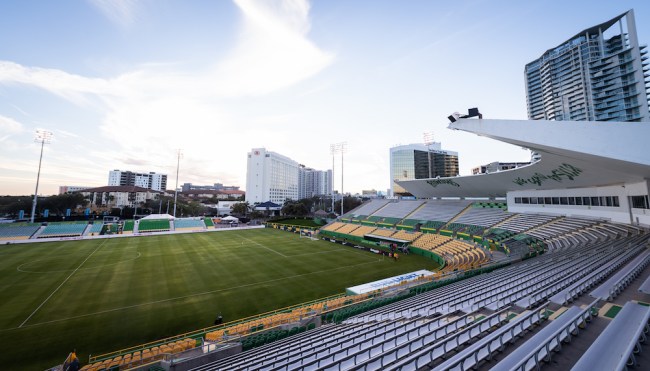 Homeless man lives in stadium