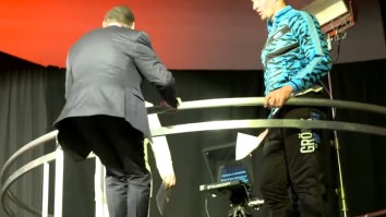 Watch Vince McMahon Jump Off A 10-Foot Platform At ‘WrestleMania’ To Prove To Rob Gronkowski It’s Safe