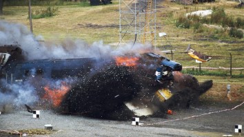 Footage And Photos Of A Train Crashing Into A Nuclear Fuel Container At 100 MPH Are Incredible