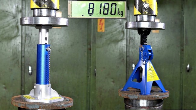 Using A Hydraulic Press To Determine How Strong Jack Stands Really Are