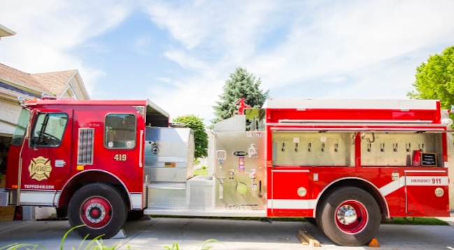 fire truck converted mobile beer bar