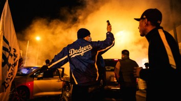 Car Hits Cyclist As Fires, Looting, Arrests Dot Dodgers Celebration In L.A. (Pics/Video)