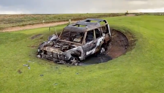 range rover golf course fire