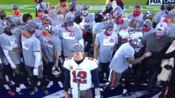 People Were Mad Tom Brady Didn’t Wear A Mask During The Bucs Postgame Celebration