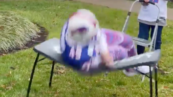 A Bills Mafia Fan Celebrated Kicking Cancer’s Ass By Jumping Through A Table And Ringing The Bell
