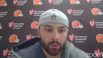Baker Mayfield Takes A Shot At FS1’s Colin Cowherd By Wearing His Hat Backwards During Press Conference