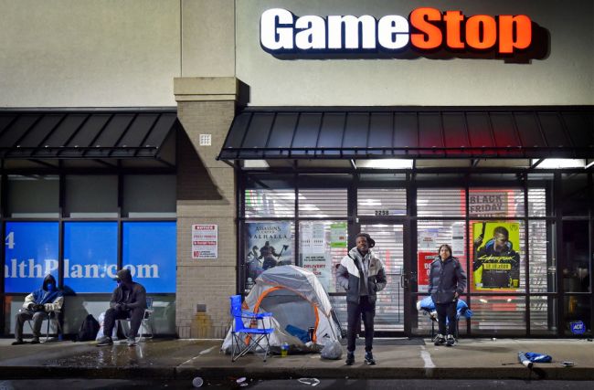 Shoppers camped outside of the Game Stop