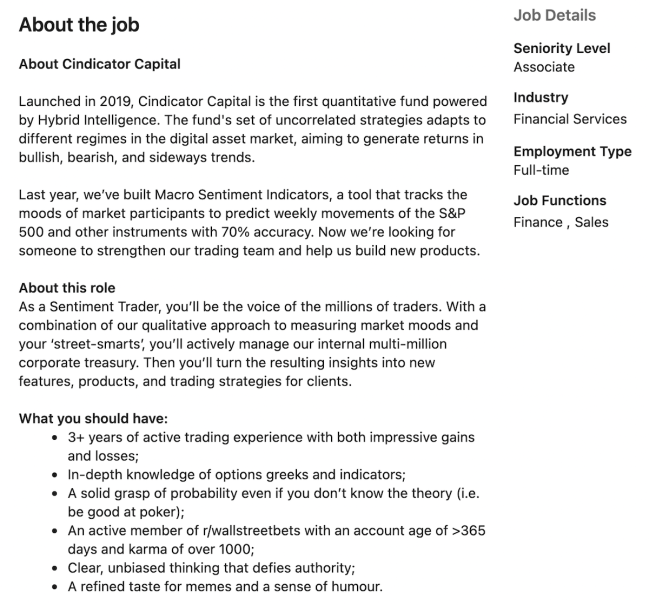 hedge fund wall street bets job