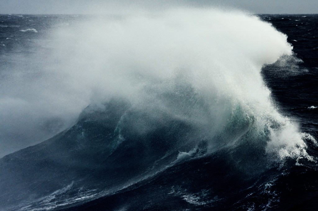 crashing storm waves in the Atlantic