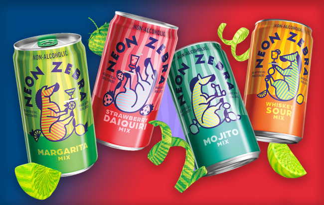 neon zebra canned cocktail mixers pepsi
