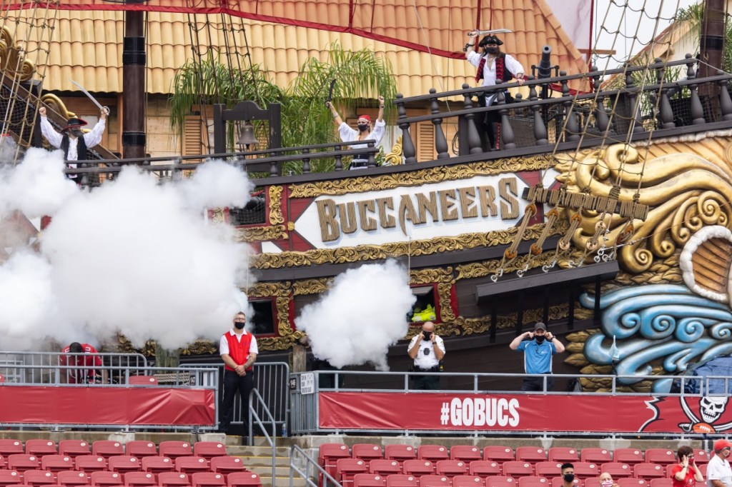 Tampa Bay Buccaneers cannons on pirate ship