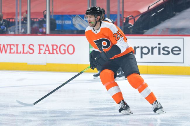 james van riemsdyk scores goal off face