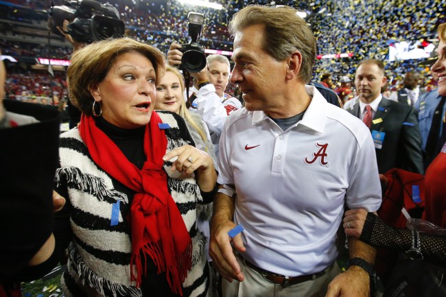 Alabama football head coach Nick Saban tells funny story about his pursuit of his now wife, and how she zinged him about her ex-boyfriend