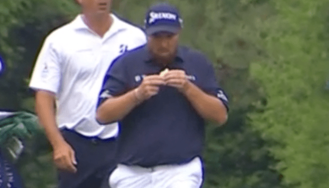 shane lowry eating sandwich masters