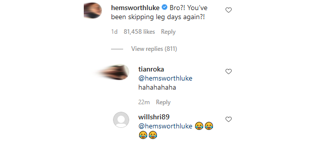Chris Hemsworth Is Getting Trolled On Instagram For Skipping Leg Day