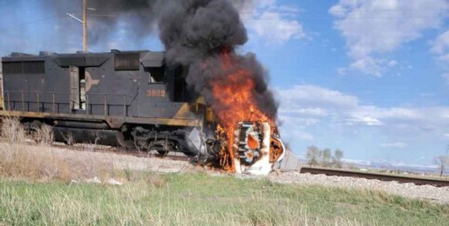 Fire Train Car Crash