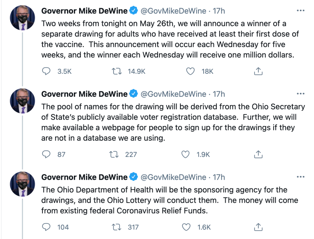 Ohio lottery $5 million for vaccinated residents