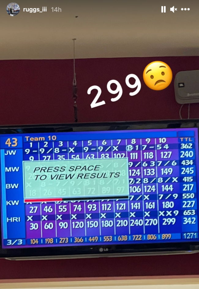Henry Ruggs Bowling Perfect Game 299