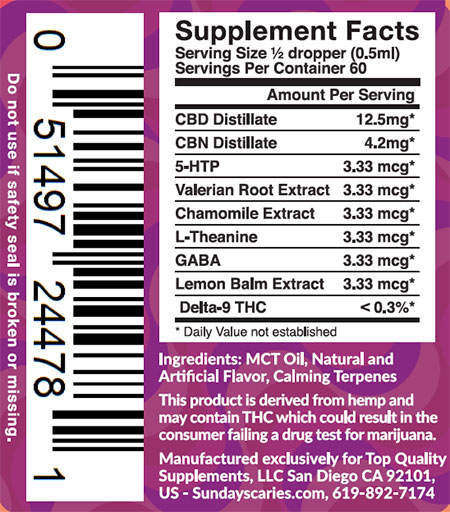 Sunday Scaries Big Spoon CBD Oil Ingredients