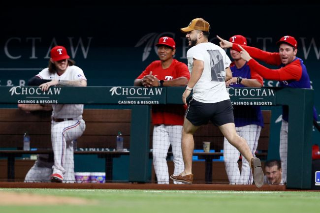 Detroit Tigers v Texas Rangers Fan Field streaker