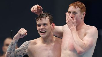 WATCH: Olympic Swimmer Is Complimented On His ‘Third Leg,’ Fights To Hold Back Laughter